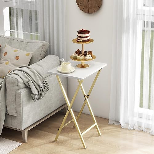 Miniatura 9 de Mesa auxiliar en forma de C, mesa de sofá, mesa de sofá, mesa auxiliar estrecha, mesa auxiliar pequeña bandeja de TV para sala de estar, dormitorio,