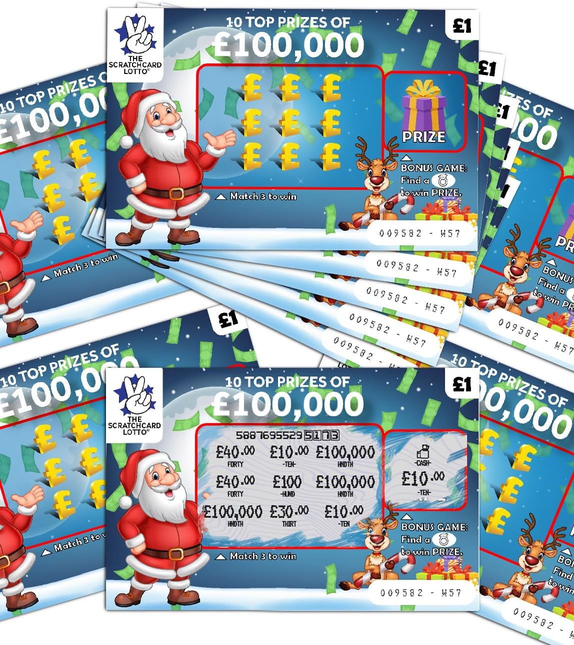 Pack of 12 Christmas Prank New Years Eve Party Joke Lottery Scratch Cards Christmas Table Games Fun Novelty Fake Scratchcards