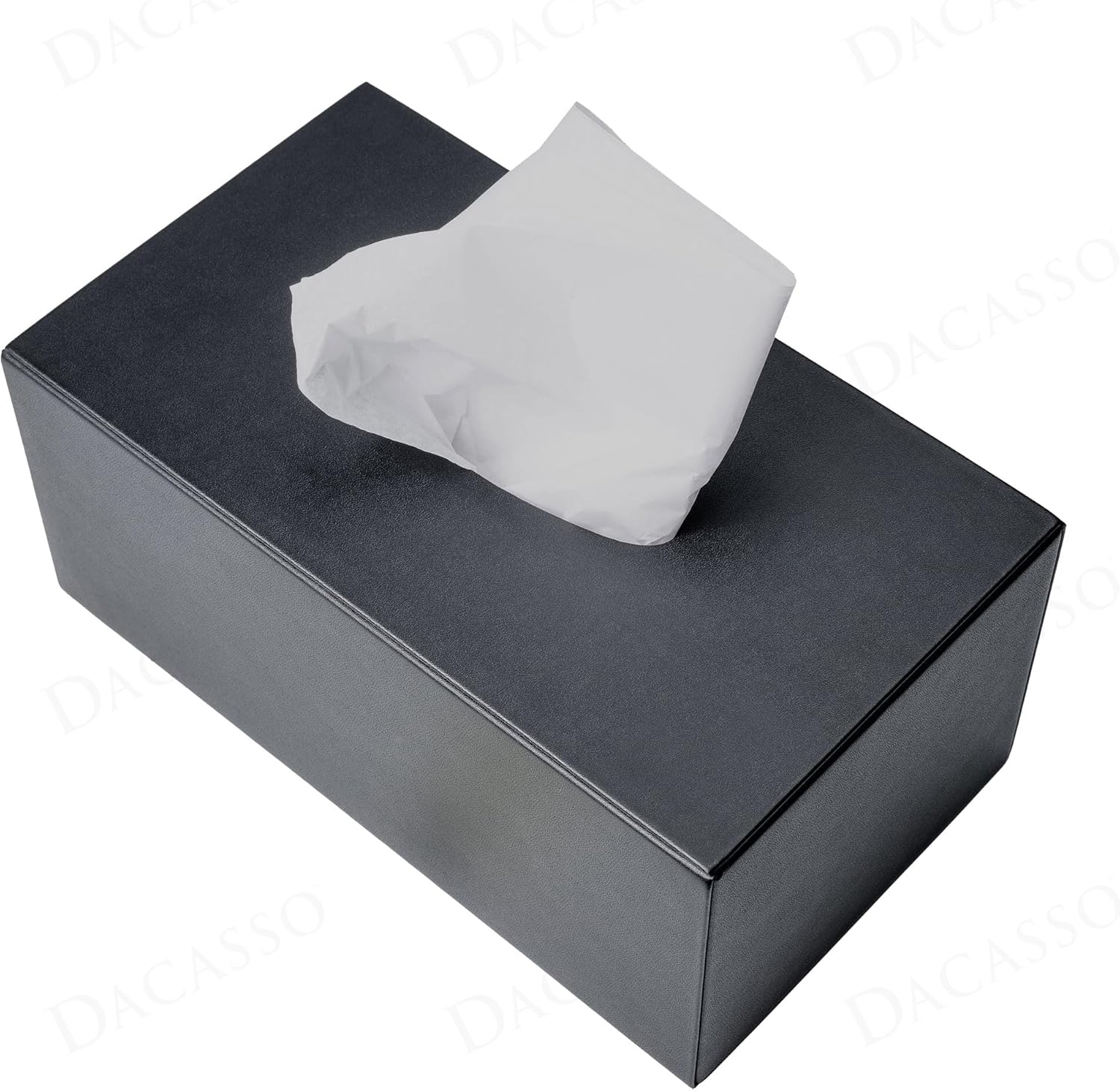 Dacasso Black Leatherette Rectangular Tissue Box Cover - Desktop, Countertop, Kitchen, Office or Executive Boardroom Table Protection