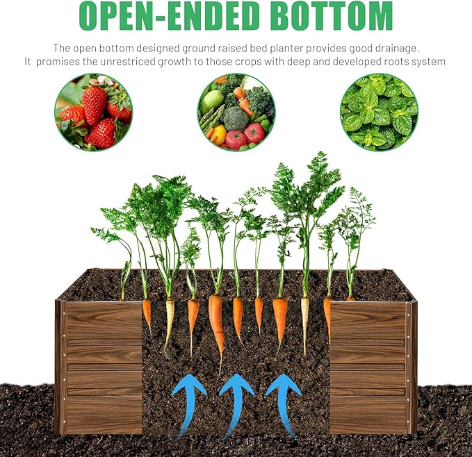 The raised garden bed offered here is designed with a depth of 24 inches, providing ample space for your plants to grow deep and strong. This larger growing space not only allows for more plants to be grown, but also helps to keep out small animals that may damage your crops. The higher height of this planter box also reduces the need for stooping, making it easier and more comfortable to tend to your garden.