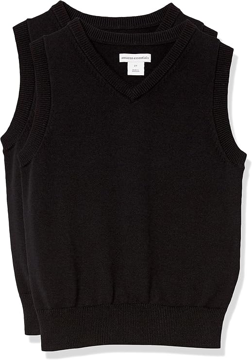 Amazon Essentials Boys and Toddlers' Uniform Cotton V-Neck Sweater Vest, Multipacks