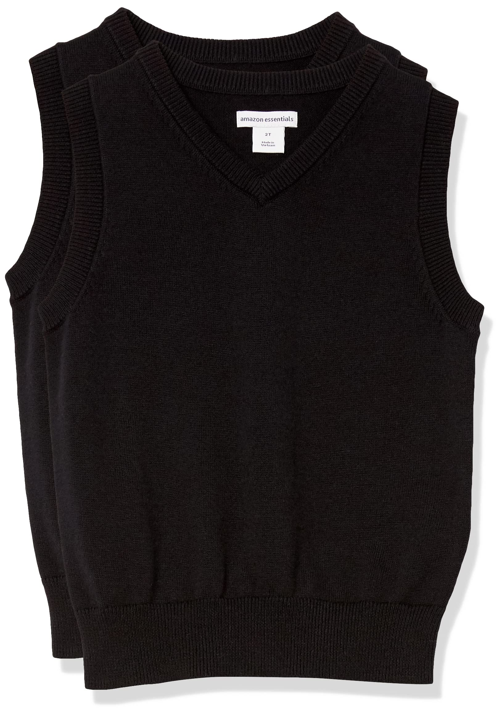 Amazon Essentials Boys and Toddlers' School Uniform Cotton V-Neck Sweater Vest, Multipacks