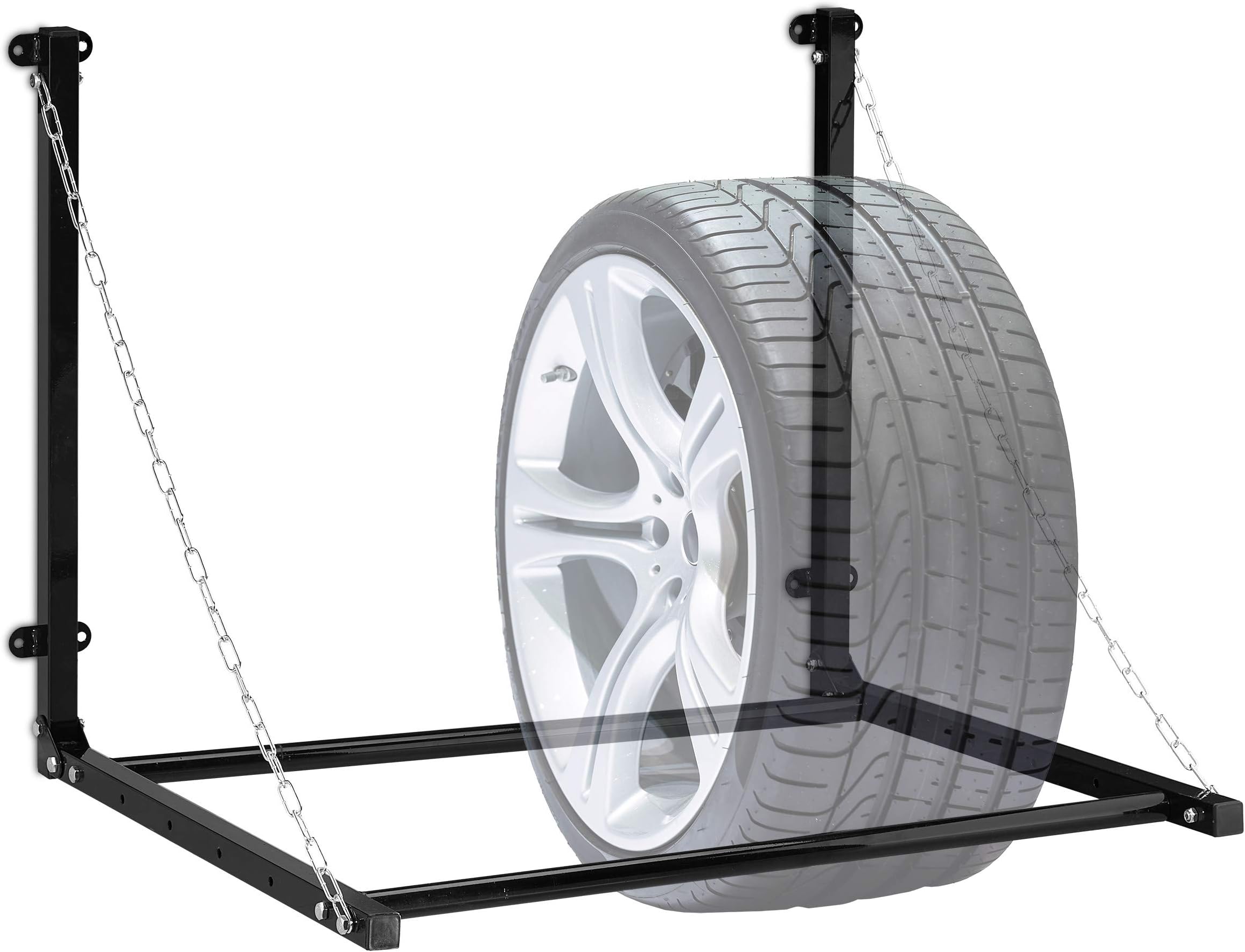 Relaxdays Reifenregal Wandmontage, für 4 Reifen, Teleskop Reifenhalter