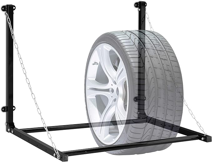 Supporti Portagomme Da Parete - 2 Pezzi Per 8 Pneumatici - Regolabili Per Auto E Moto