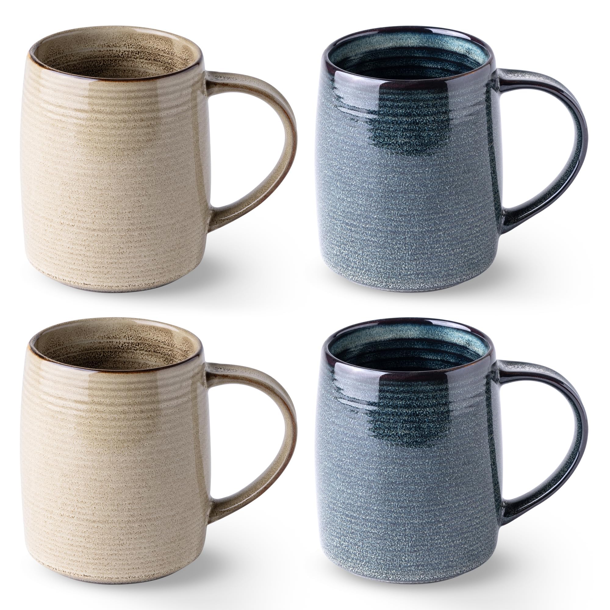 GBHOME Large Coffee Mugs Set of 4, 18oz (500ml) Handmade Ceramic Mugs with Gradient Colours – Ideal for Lattes, Tea, Beer & Hot Chocolate | Dishwasher & Microwave Safe