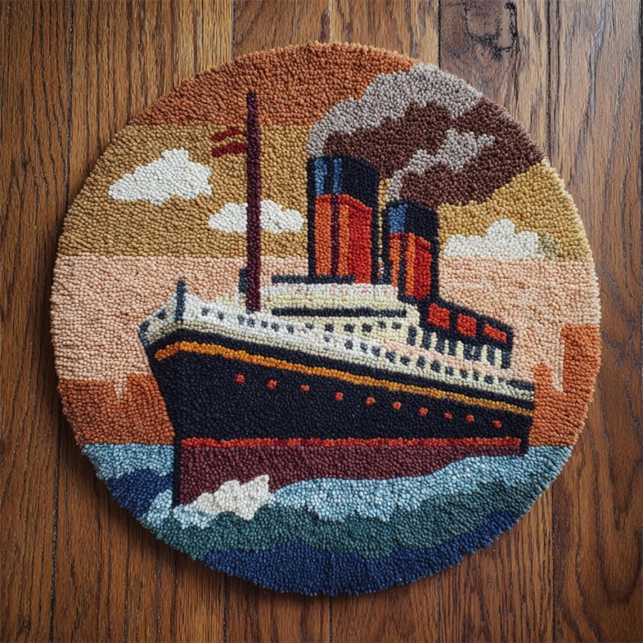 Kitquiver Rug Latch Hook Craft Kits Seagoing Ships 100x100cm