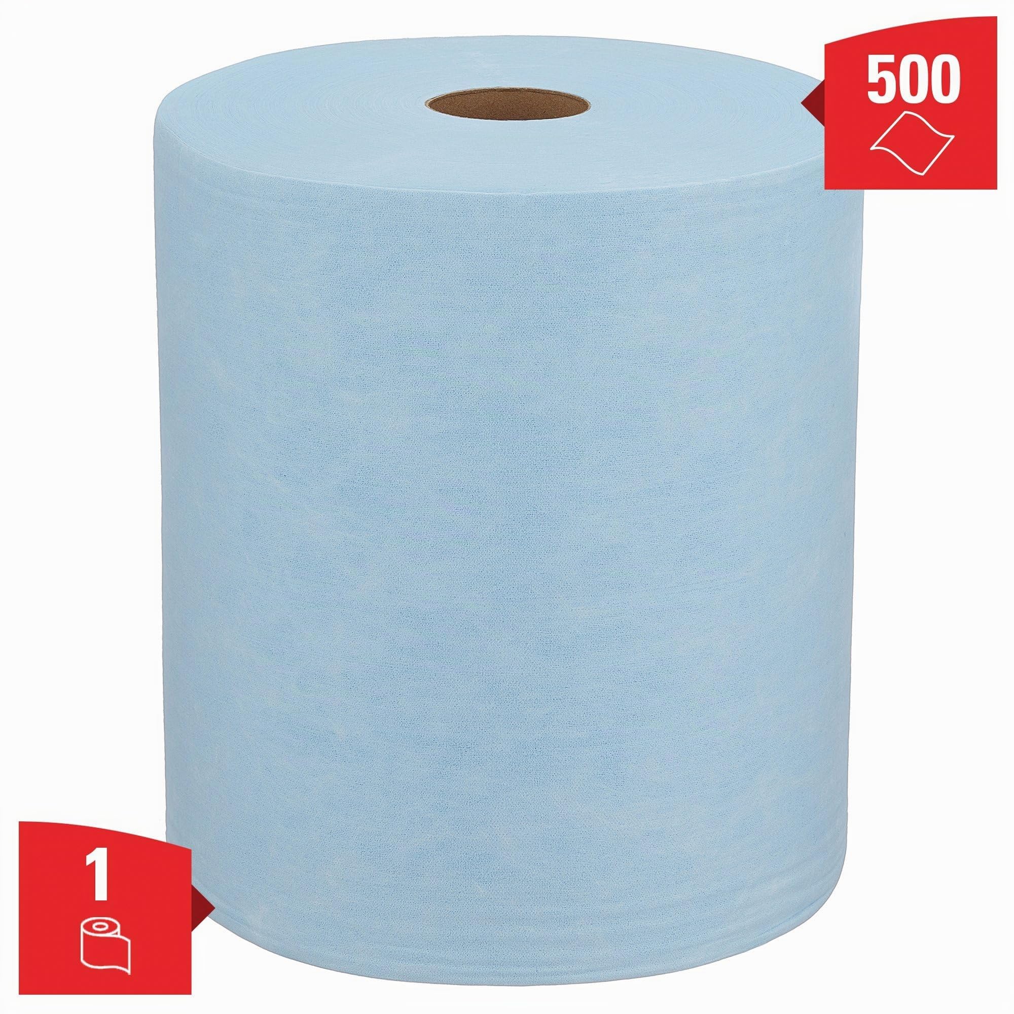 WypAll X60 General Clean paños en rollo notable 8371 - Paños de limpieza azules - 1 rollo notable azul x 500 paños de limpieza azules de 1 capa