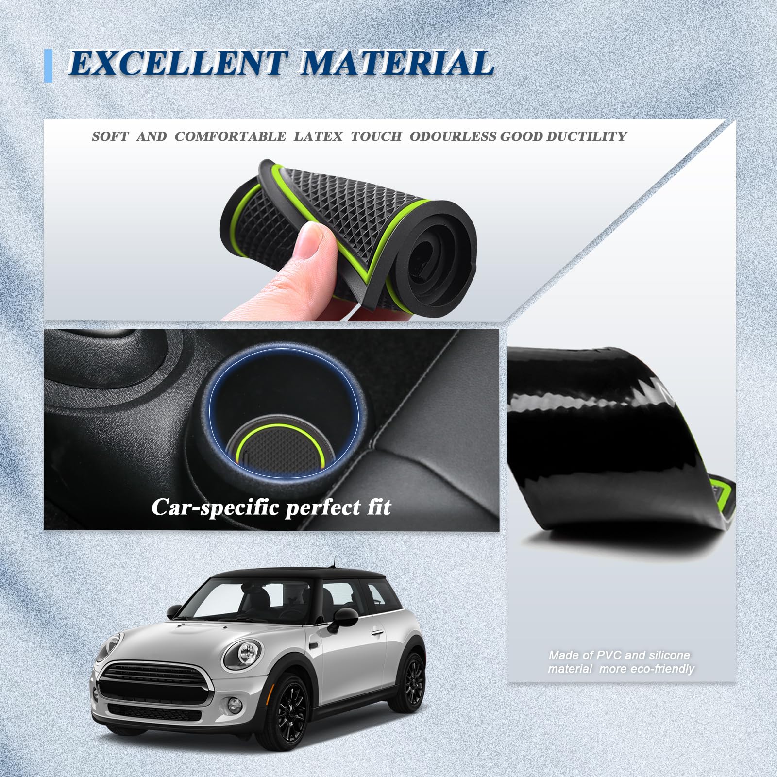 Tappetini In Gomma Per Mini Cooper F56 2015-2023 (non 4 Porte), Set Antiscivolo Colorati, Rossi - 3