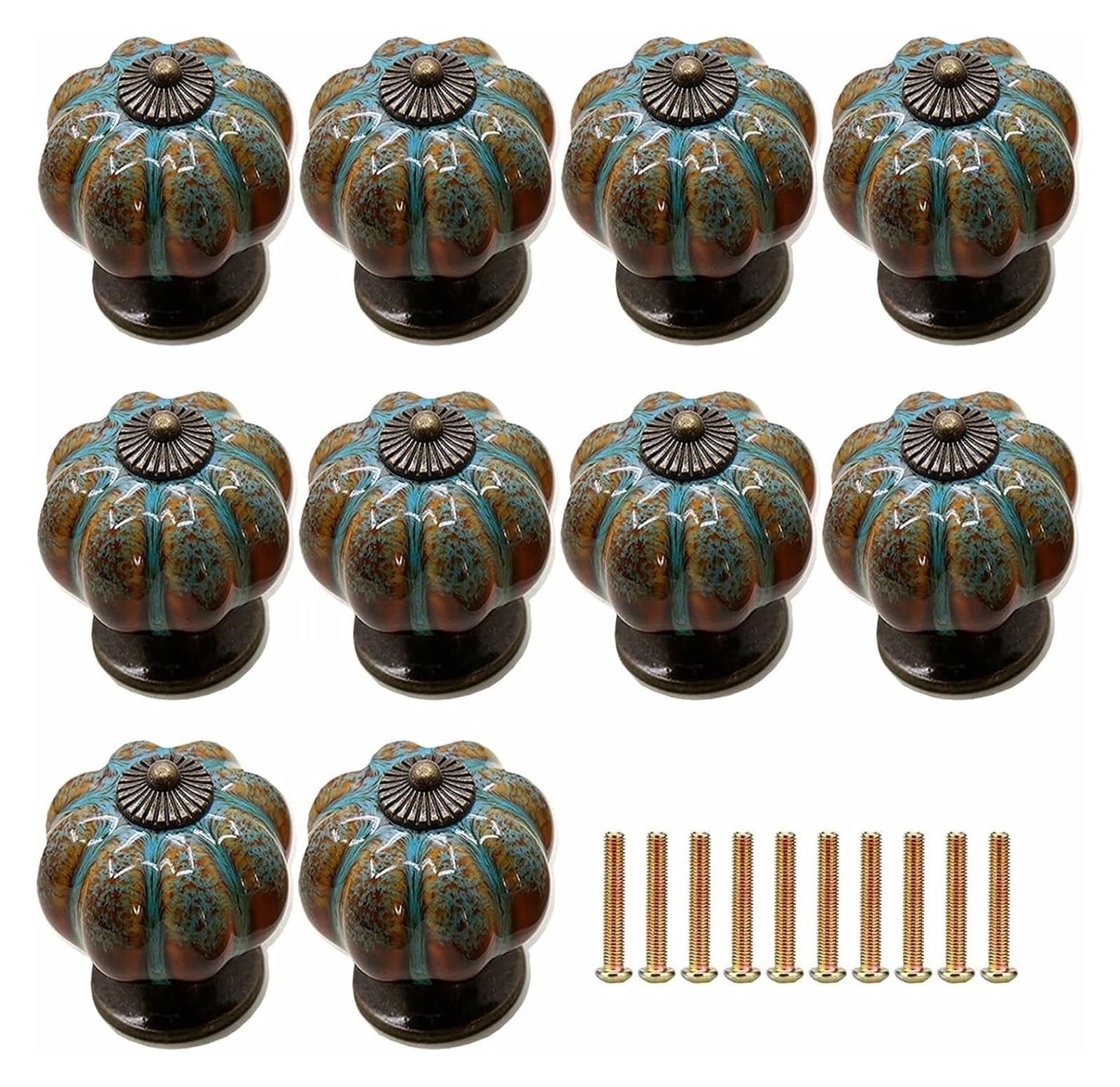 ENmrfvkz Ceramic Cupboard Drawer Handle Knobs, Ceramic Cupboard and Door Knobs, Multicolor, 10 Pcs(Leopard Blue)