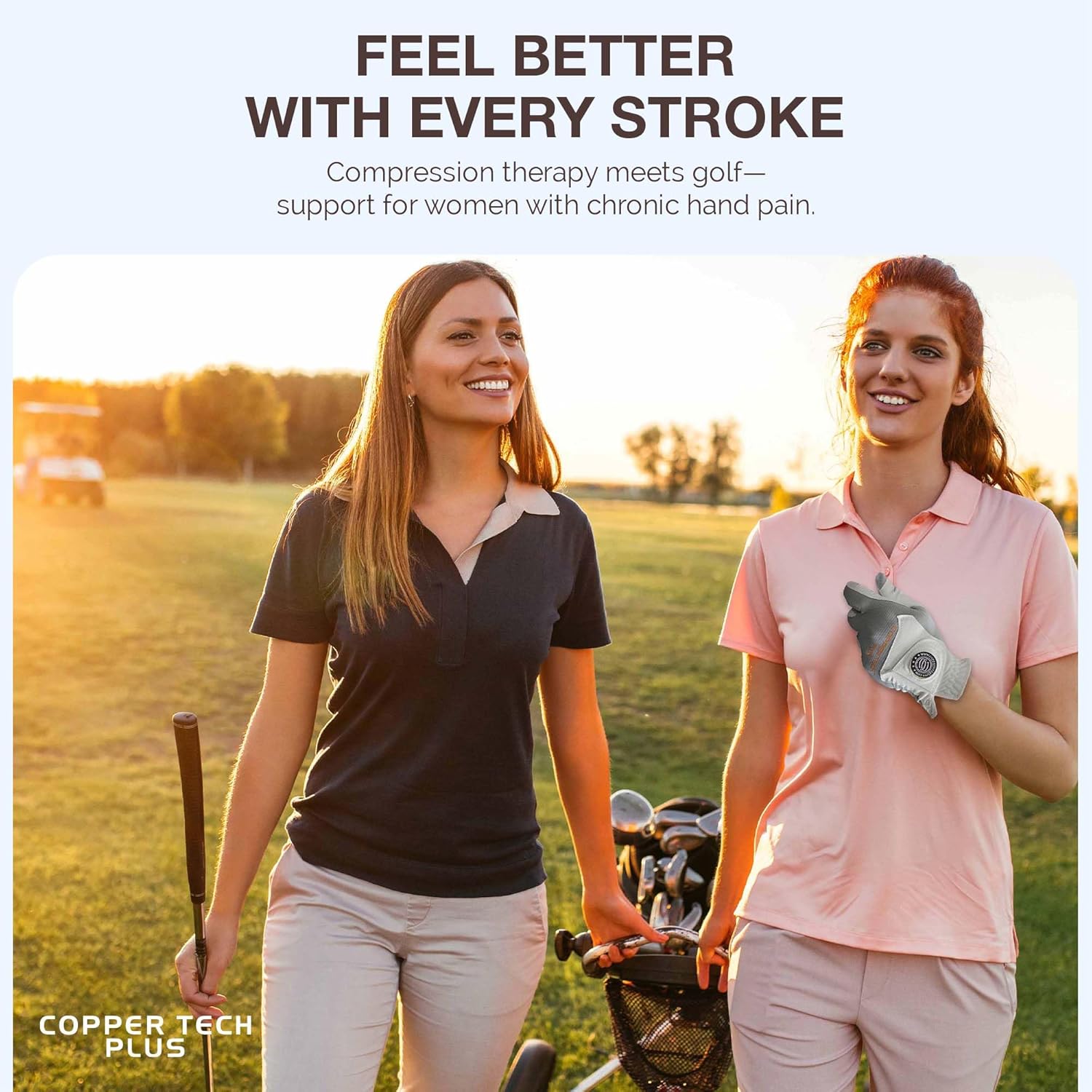 Men’s Copper Infused Golf Glove – White/White – Single & Pair – Compression Fit – Arthritis Relief – Non-Slip Grip – Breathable & Odour-Free – USGA Approved