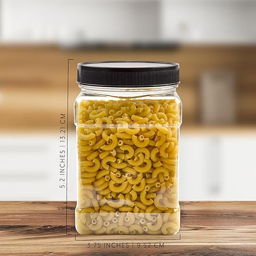 Miniatura 6 de Cornucopia Brands Tarros cuadrados de plástico de 32 onzas (paquete de 4, cuarto de galón); recipientes rectangulares transparentes de 4 tazas con