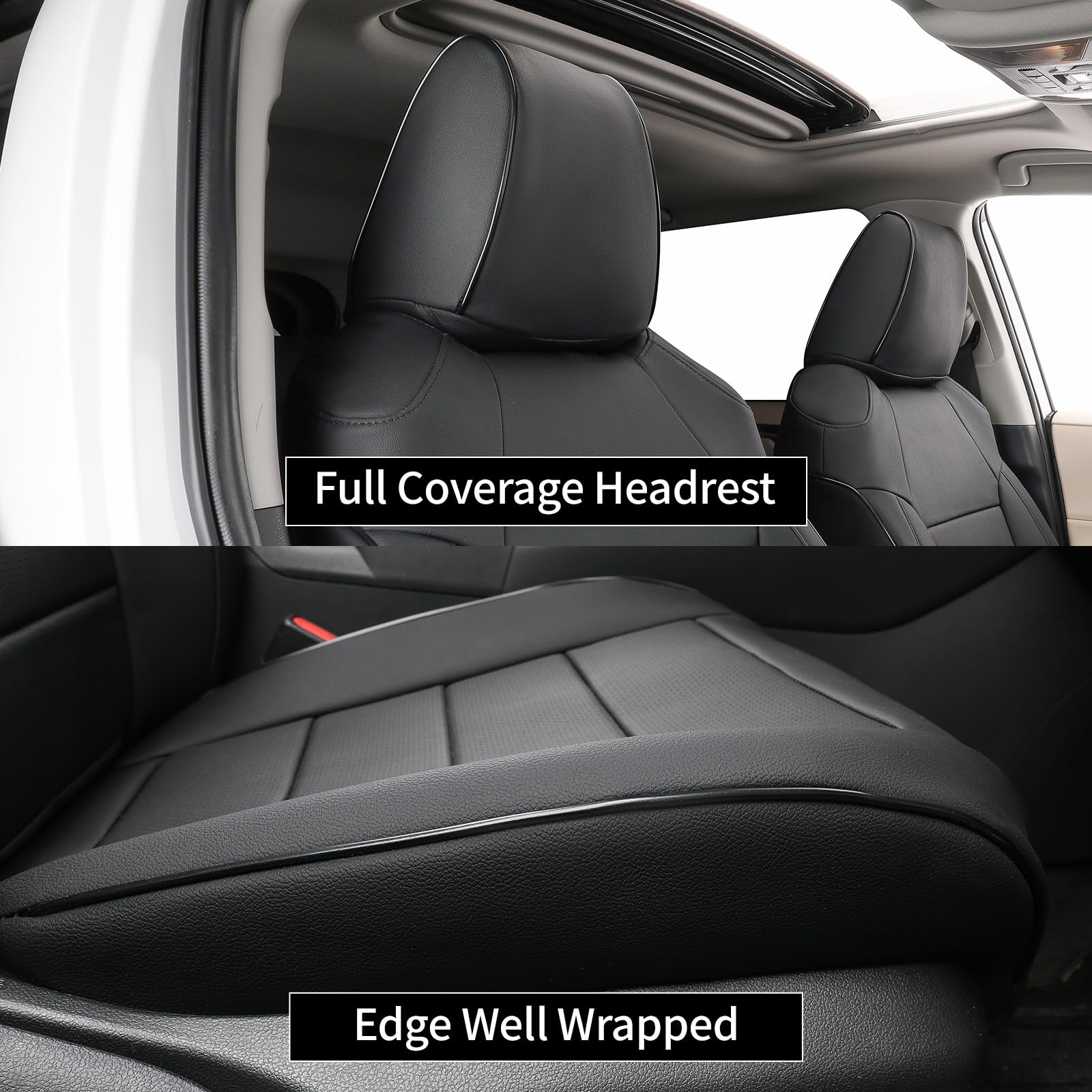 EKR Sitzbezüge für 2014-2020 Corolla 2020 L LE(Rear Row w/Built-In headrest) Schwarz EKR0187