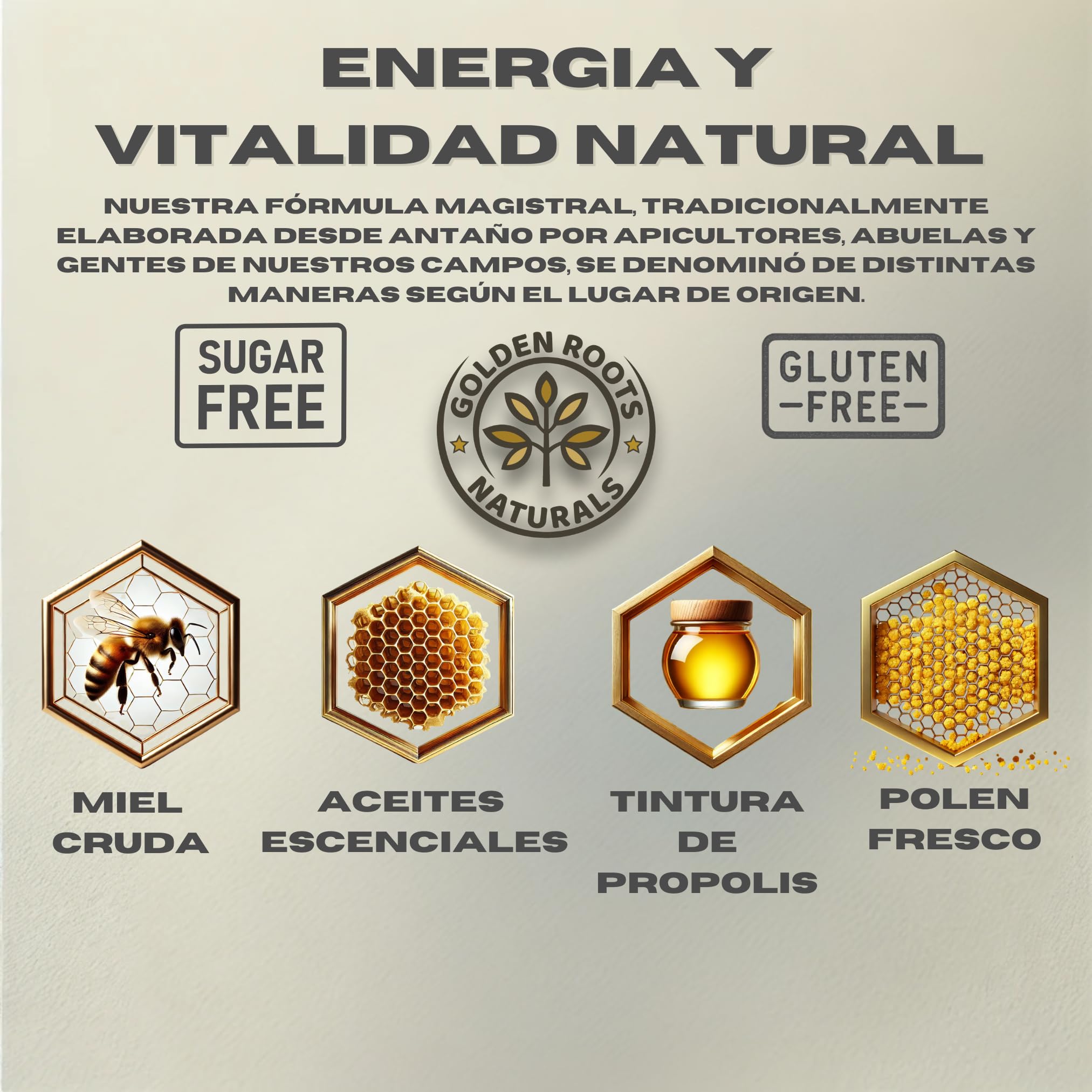 Levantamuertos Natural - Energia contra el Cansancio y Suplemento para las Defensas con Miel Pura de Abejas - Jalea Real - Propolis - Polen - 3
