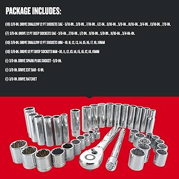 CRAFTSMAN Mechanics Tool Set, SAE/Metric, 3/8-Inch Drive, 40