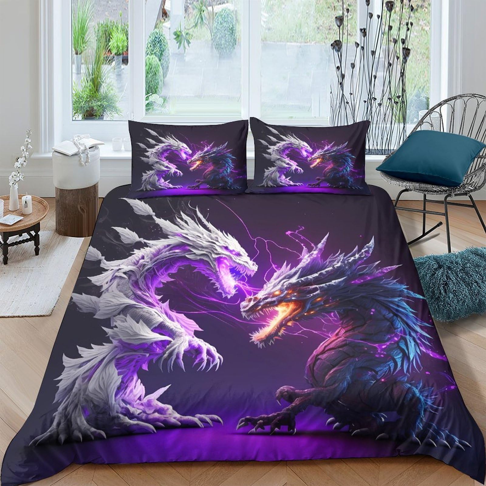 3D Printed Dragon Quilt Cover, Microfiber Duvet Cover Hidden Zipper for