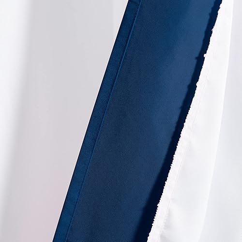 Miniatura 6 de Lush Decor Cortina de ducha con borde de bloque, 72 x 72 pulgadas, blanco y azul marino