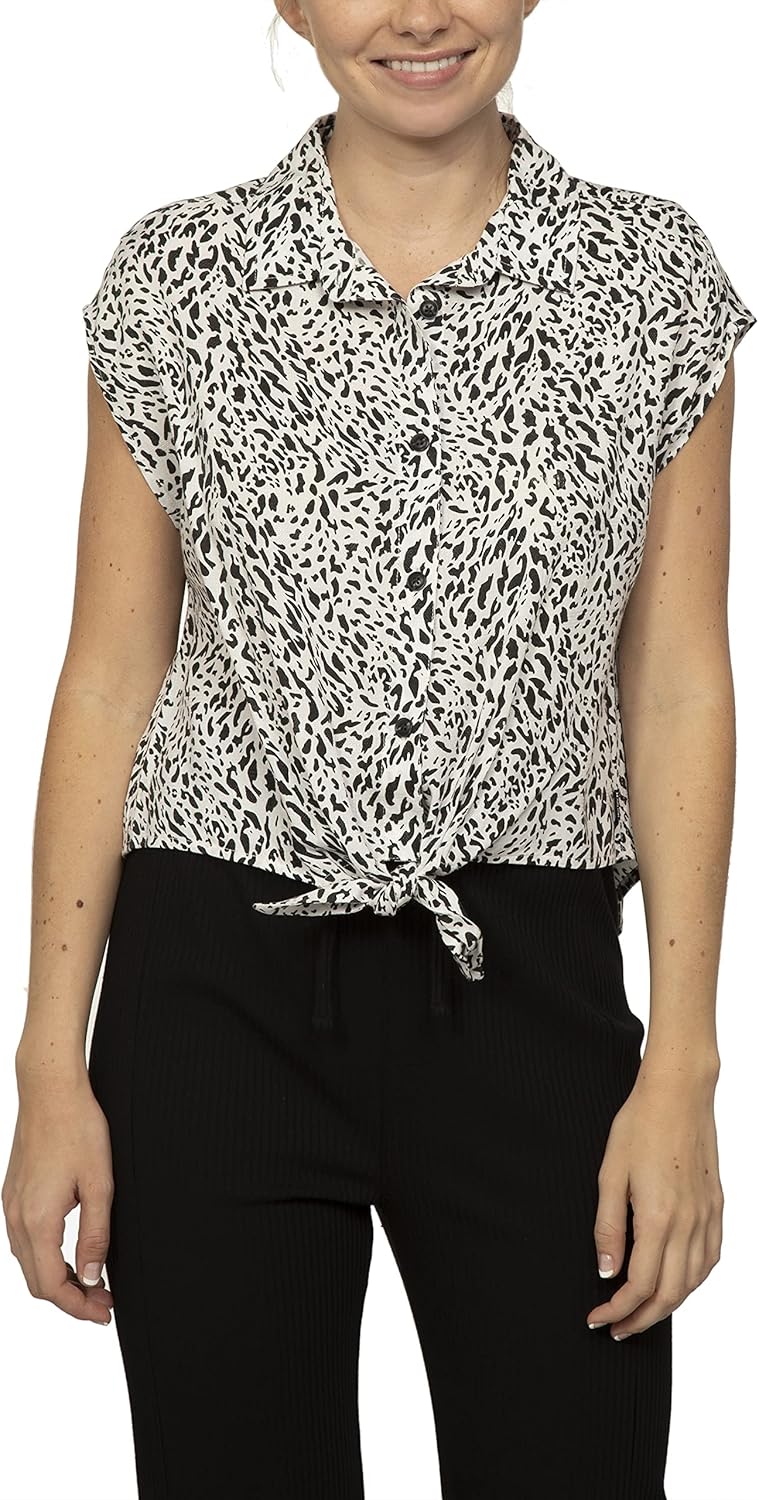 Hurley Womes Tie Front Button Down Woven