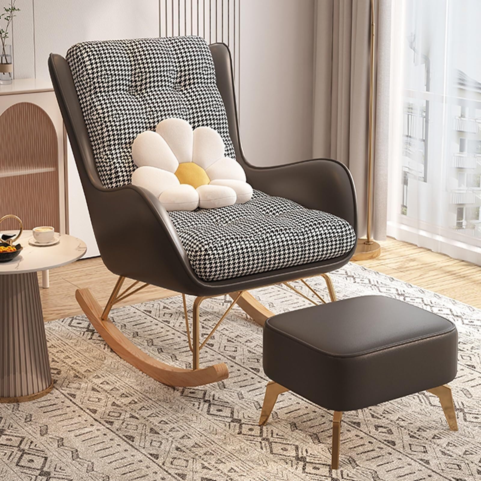 Chaise à bascule avec ottoman fauteuil relaxant salon confortable