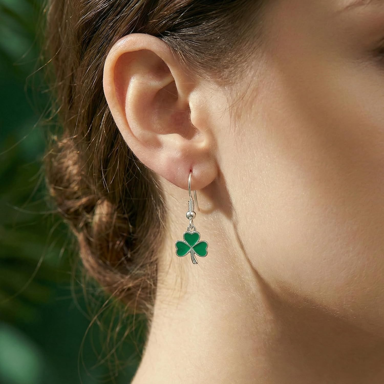 Reffeer Solid 925 Sterling Silver Green Clover Dangle Earrings for Women Teen Girls Shamrock Drop Earrings Green St Patricks Day Earrings