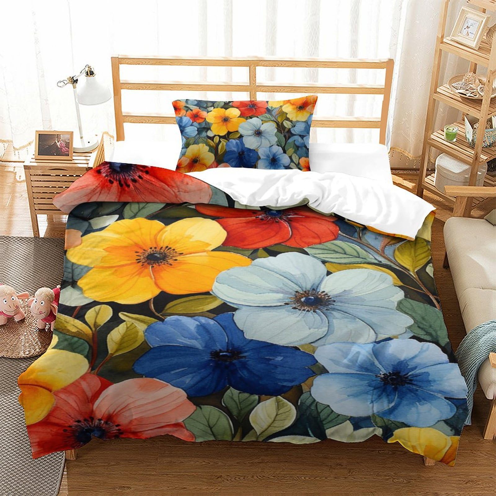 Housse de couette 3D microfibre respirante et facile à repasser