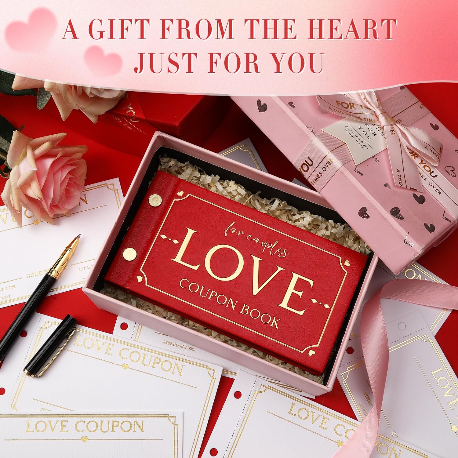 Love Coupon Book for Him, 30 Blank Gold Foil Coupons for Couples image 4