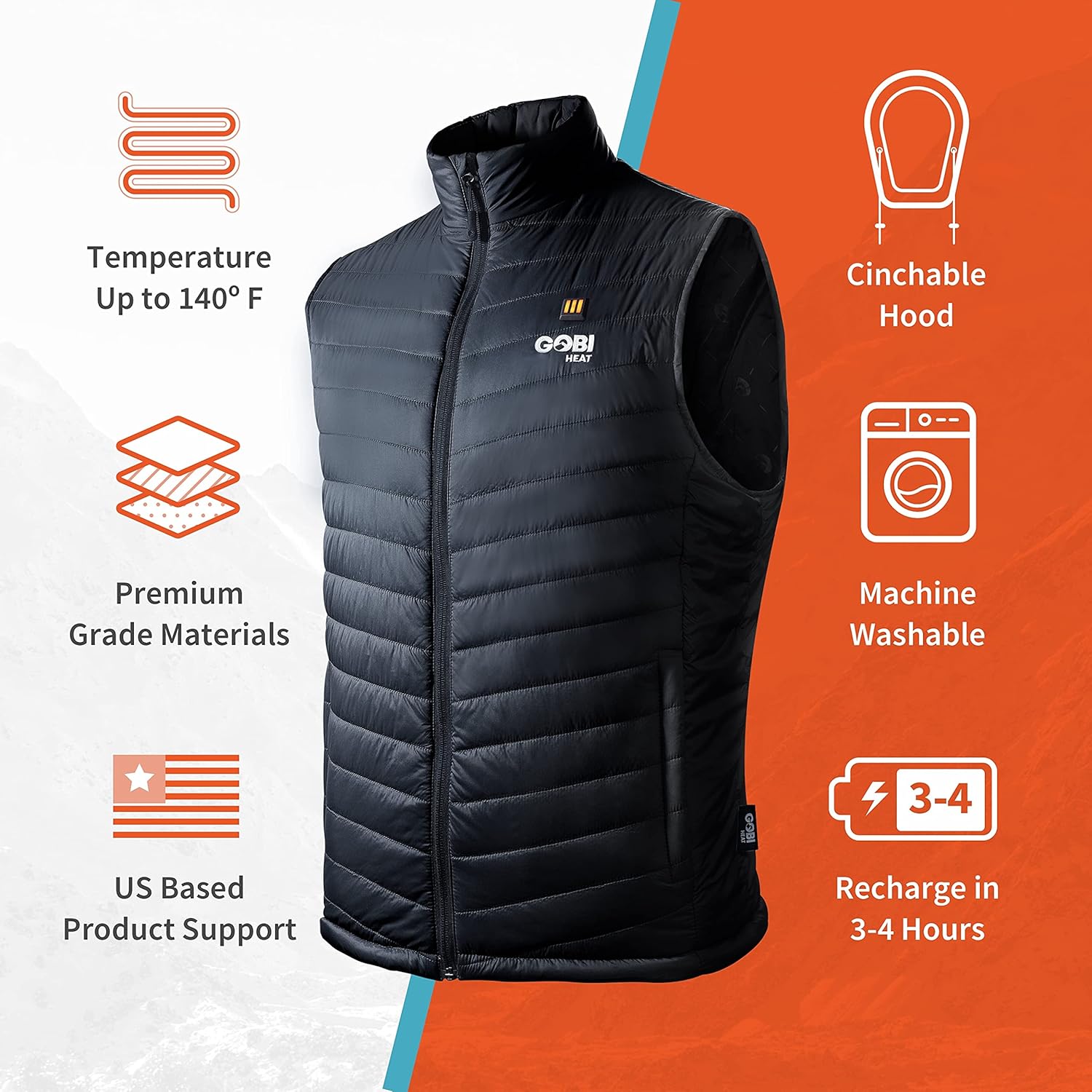 Dune Men's Heated Vest - 10 hrs of Heat | With Battery & Charger | Machine Washable
