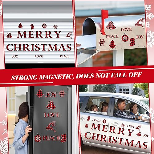 Vista 4 de Ferraycle Decoración magnética para puerta de garaje, decoración de puerta de garaje de Navidad, calcomanías para el refrigerador, calcomanías