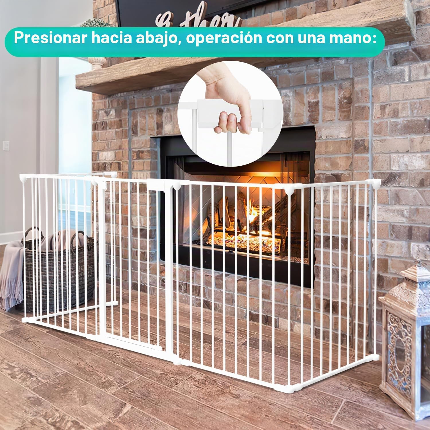 Rejilla de protección para chimenea con puerta, 310 cm, metal, para seguridad infantil, 5 piezas (65 x 75 cm), color negro