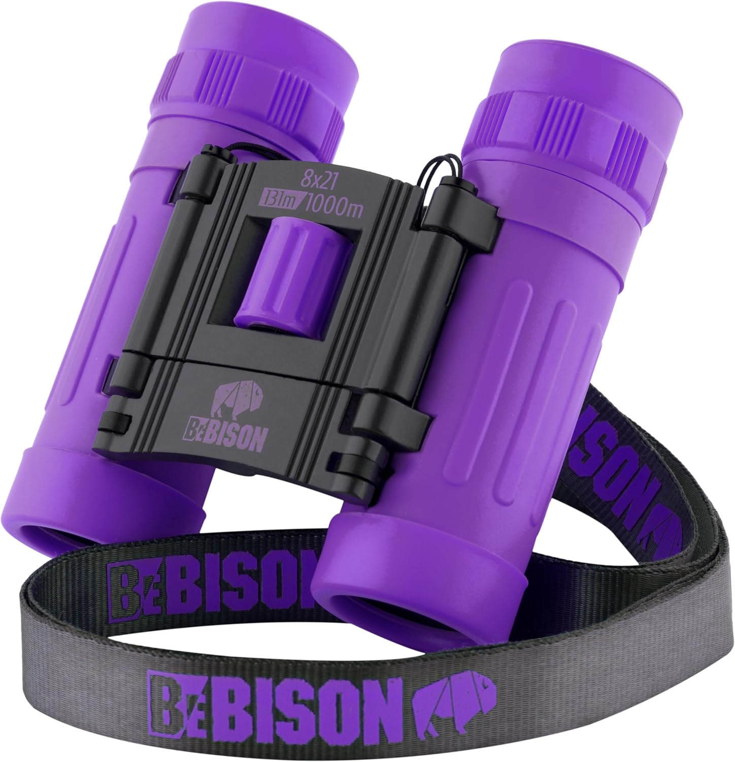 BeBison Binoculars for Kids and Adults - 8x21 High Resolution Real Optics - Compact Folding Shockproof Kids Binoculars for Bird Watching - Spy Games - Outdoor Play for Boys and Girls