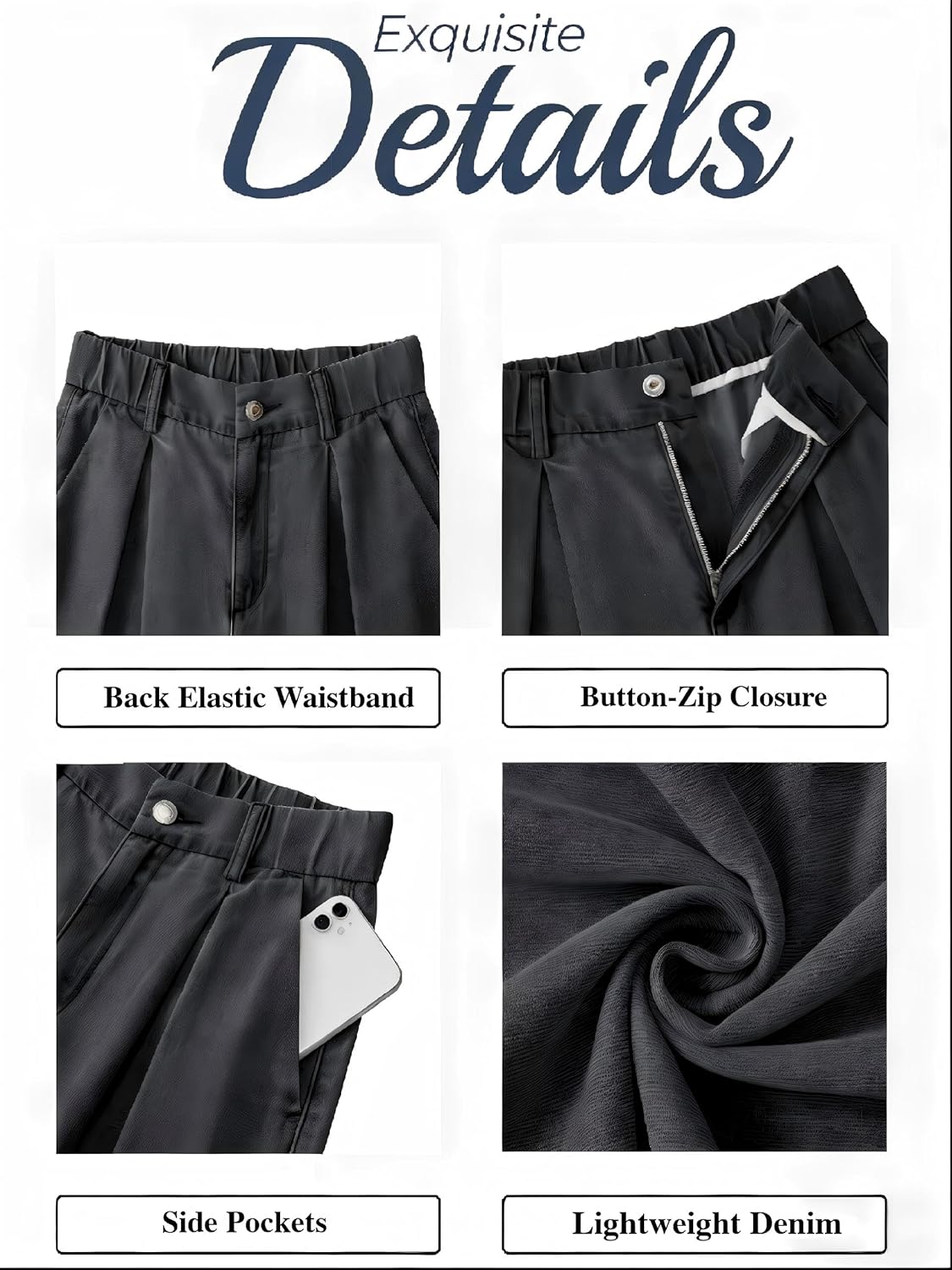 Tapata Women's Wide Leg Jeans 24/27/30/33 Inseam Petite Elastic Waist Baggy Denim Pants Plus Size Long Palazzo Trousers - Image 5