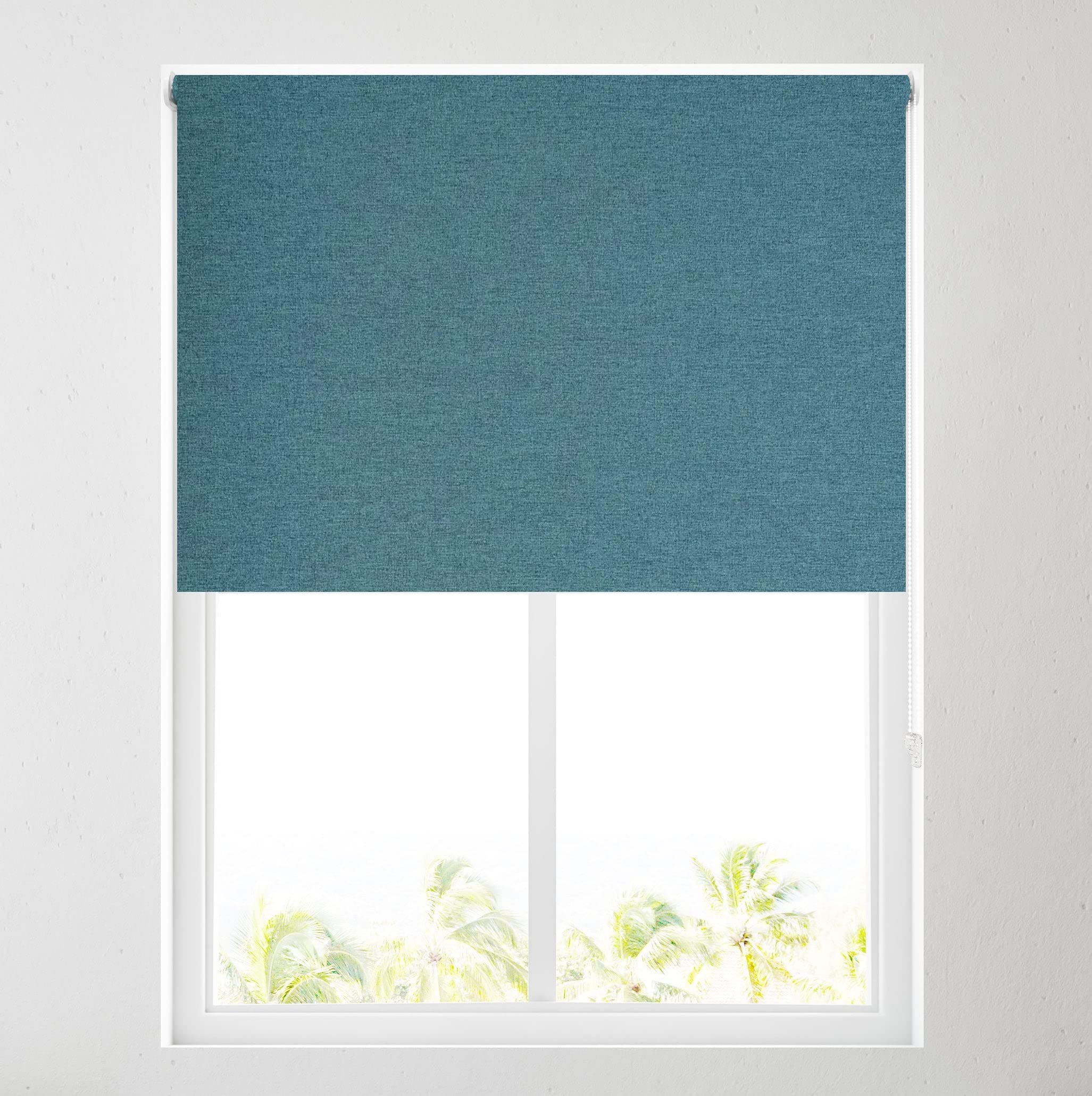 Barnes Blinds - Ara Soft Touch Blackout Roller Blinds for Windows, Custom Cut to Size - Black Out Thermal Fabric Durable Fittings Easy Fit - Roller Blind (TEAL 61cm)