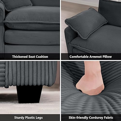 Miniatura 4 de mikibama - Juego de sofá de 3 piezas de lujo, sofá de 3 plazas y sofá biplaza de 2 plazas, sofás modernos de pana cómodos en la nube para sala