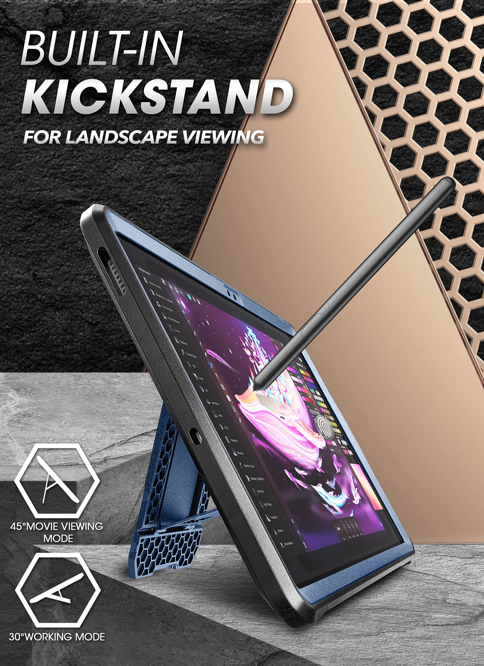 SUPCASE Unicorn Beetle Pro Series etui do Samsung Galaxy Tab S7 FE 12,4 cala (2021), wytrzymałe etui na całą obudowę z wbudowaną osłoną ekranu i uchwytem na długopis S (nachylenie)