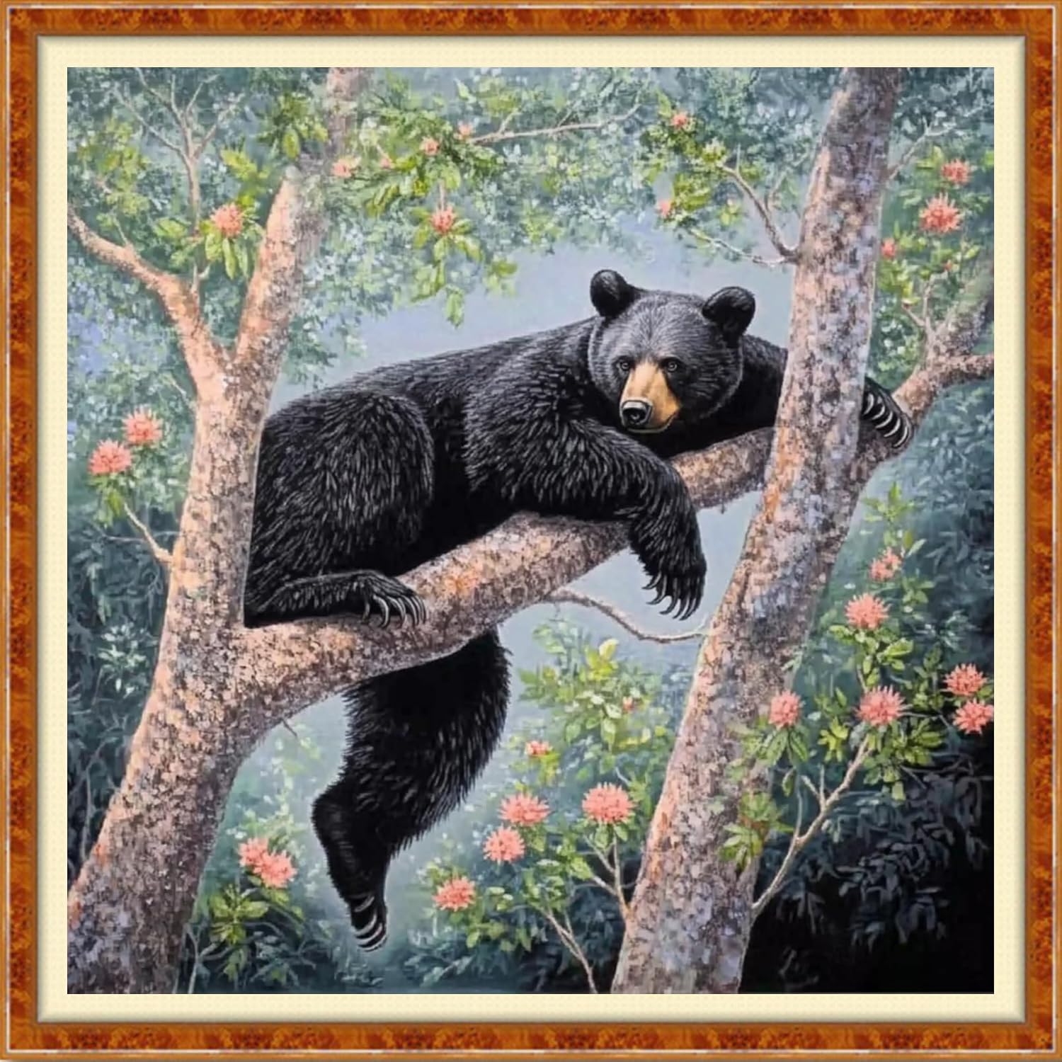 Funchey Counted Cross Stitch Kits for Adults Needlepoint Kits Unprinted Cross Stitching Embroidery Kit 11CT Cross Stitch Supplies-Little Bear on the Tree 18x18 inch