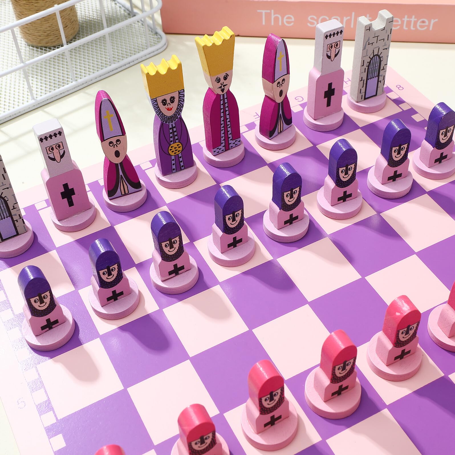 Set di Scacchi in Legno Porpora, , Tavola da Gioco | Lavorazione Accurata, Superficie Liscia, senza Sbavature, per Bambini e Adulti, Tecnologia Unica