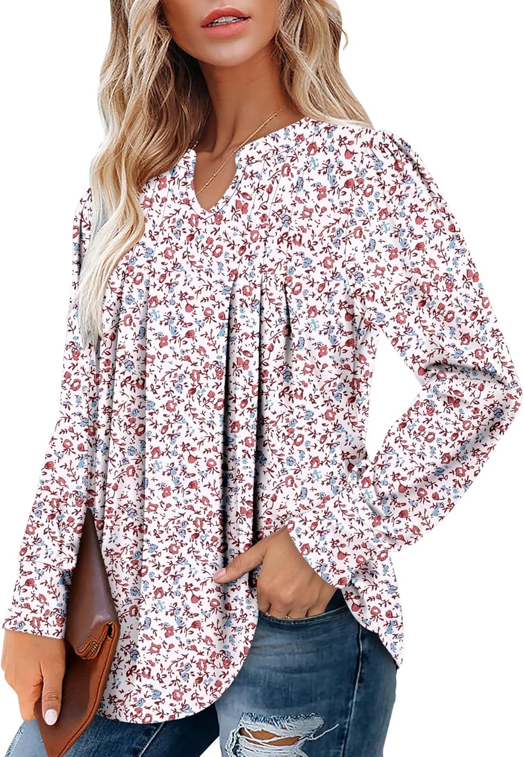 ONLYSHE Women Long Sleeve Shirts Ladies Floral Tops Fall Clothing - Image 4