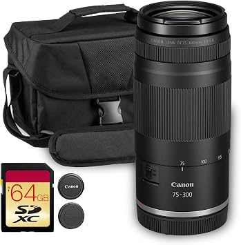 Canon RF 75-300mm f/4-5.6 Lens | Compact Telephoto Zoom with Versatile Focal Range & Smooth Autofocus | Great for Sports, Wildlife, Travel & Everyday Photography 7155C002 + Shoulder Bag + 64GB Card
