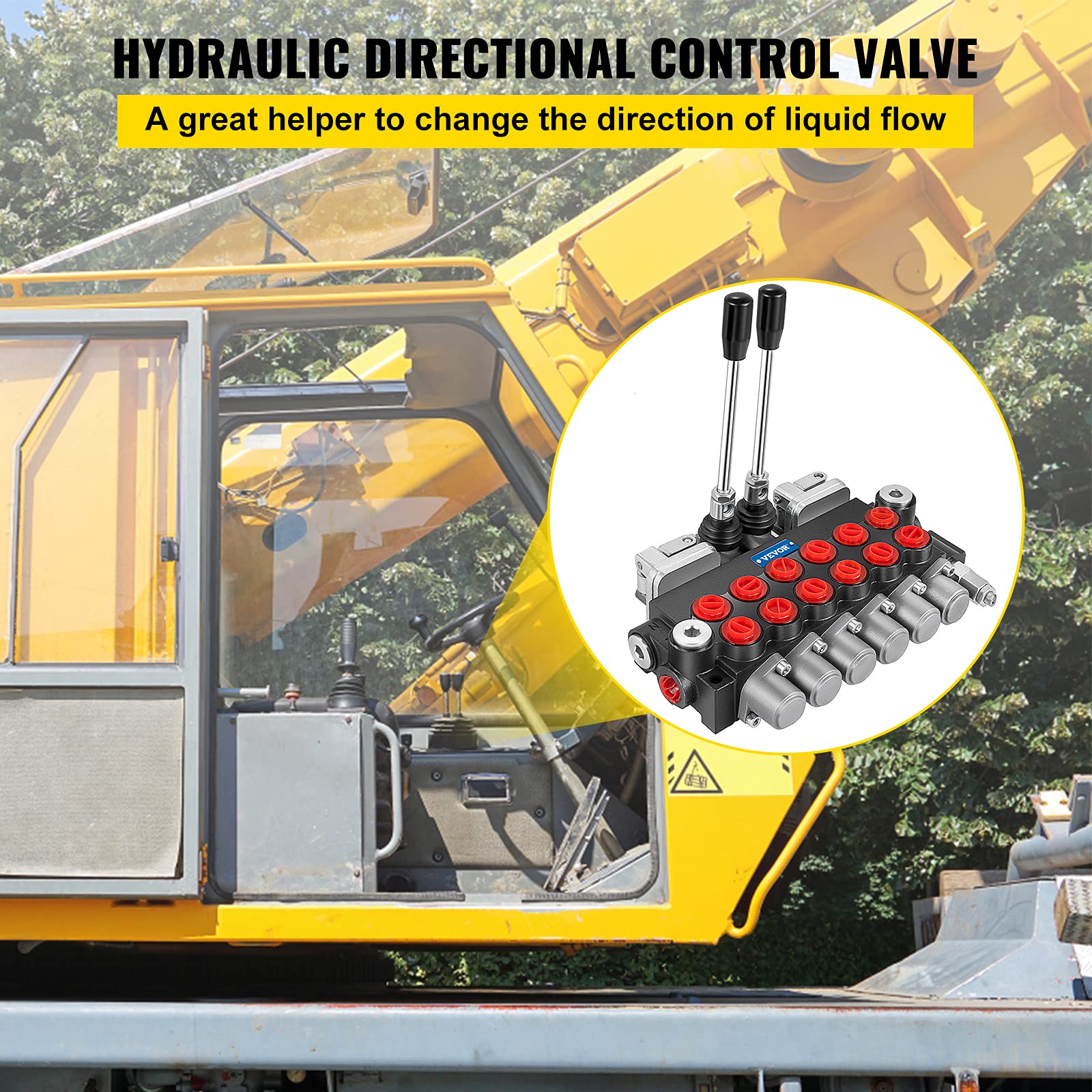 VEVOR Valvola di controllo direzionale idraulica, valvola di controllo direzionale idraulica a 6 bobine, valvola di caricamento idraulica 11 GPM, valvola di controllo direzionale 4500 PSI