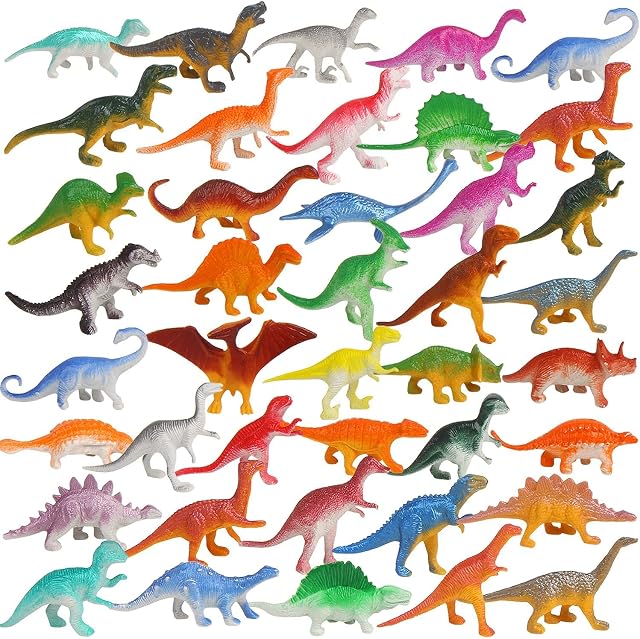 VEYLIN Mini Dinosaur Kids Toy,39 Pieces Mini Dinosaur Figures Toy for Boys Girls Colorful Dinosaur Cupcake Toppers Party Favors