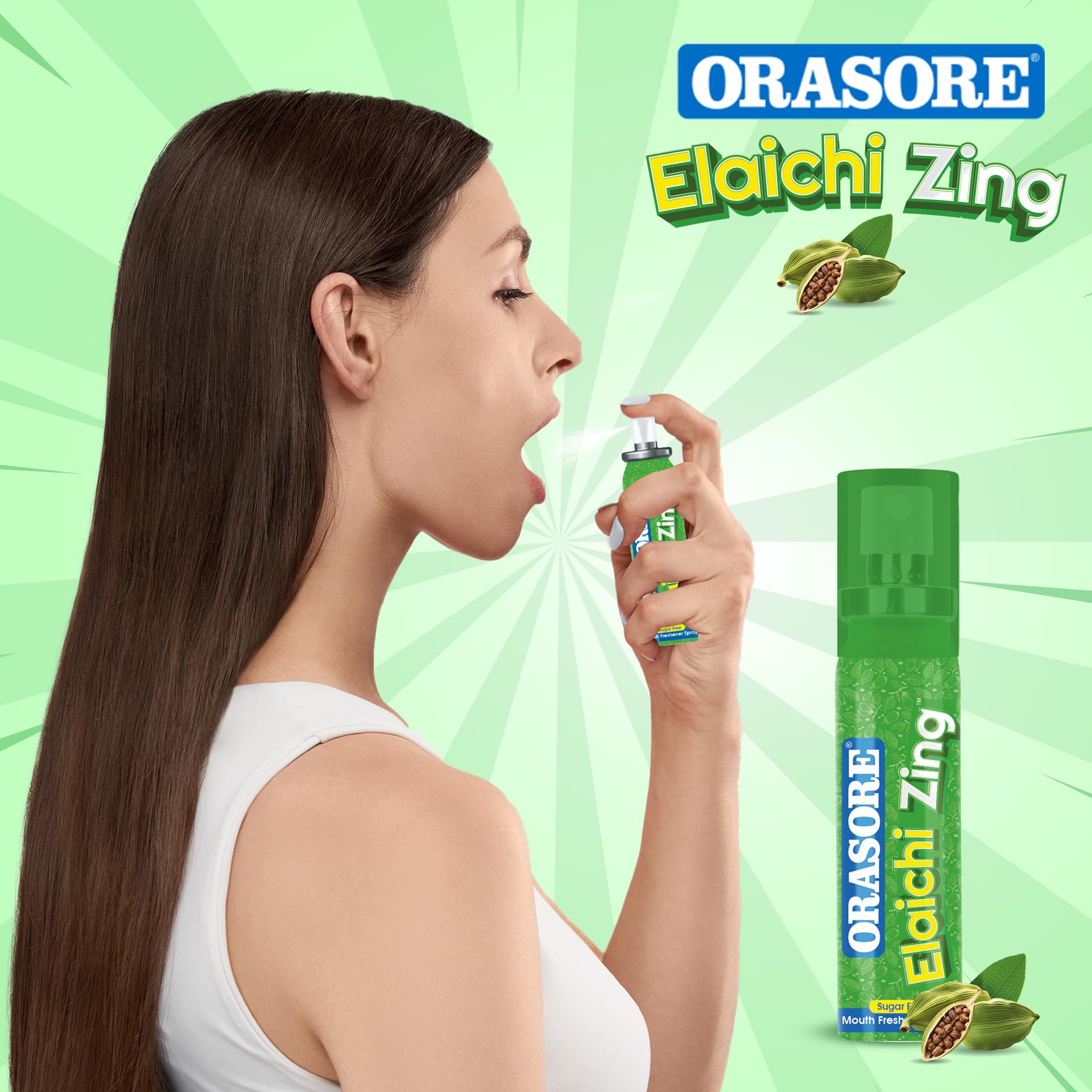 Orasore Elaichi Zing Mouth Freshener Spray | Alcohol-Free, Sugar-Free, 200+ Sprays | Instant Fresh Breath | Pocket Friendly Mouth Spray with Natural Ingredients (Pack of 4) 4