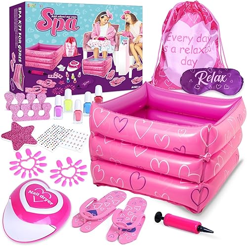 Shemira Set de regalo para niñas de 7, 8, 9, 10 a 12 años, juguetes de día de spa, kit de manicura y pedicura para niños, kit de arte de uñas,