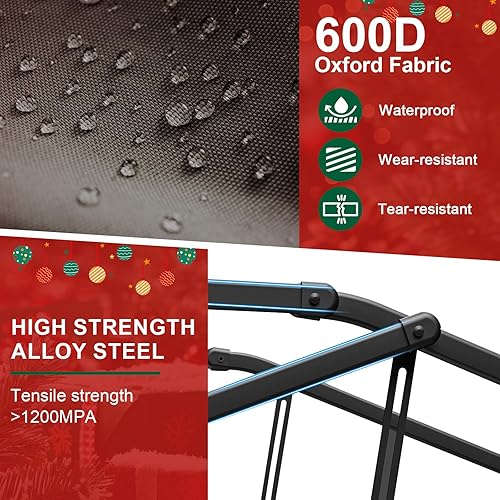 Miniatura 3 de LEVELEVE Carro plegable resistente, carrito plegable 2 en 1, capacidad de 650 libras, ruedas todo terreno con frenos y bolsillos laterales (marrón)