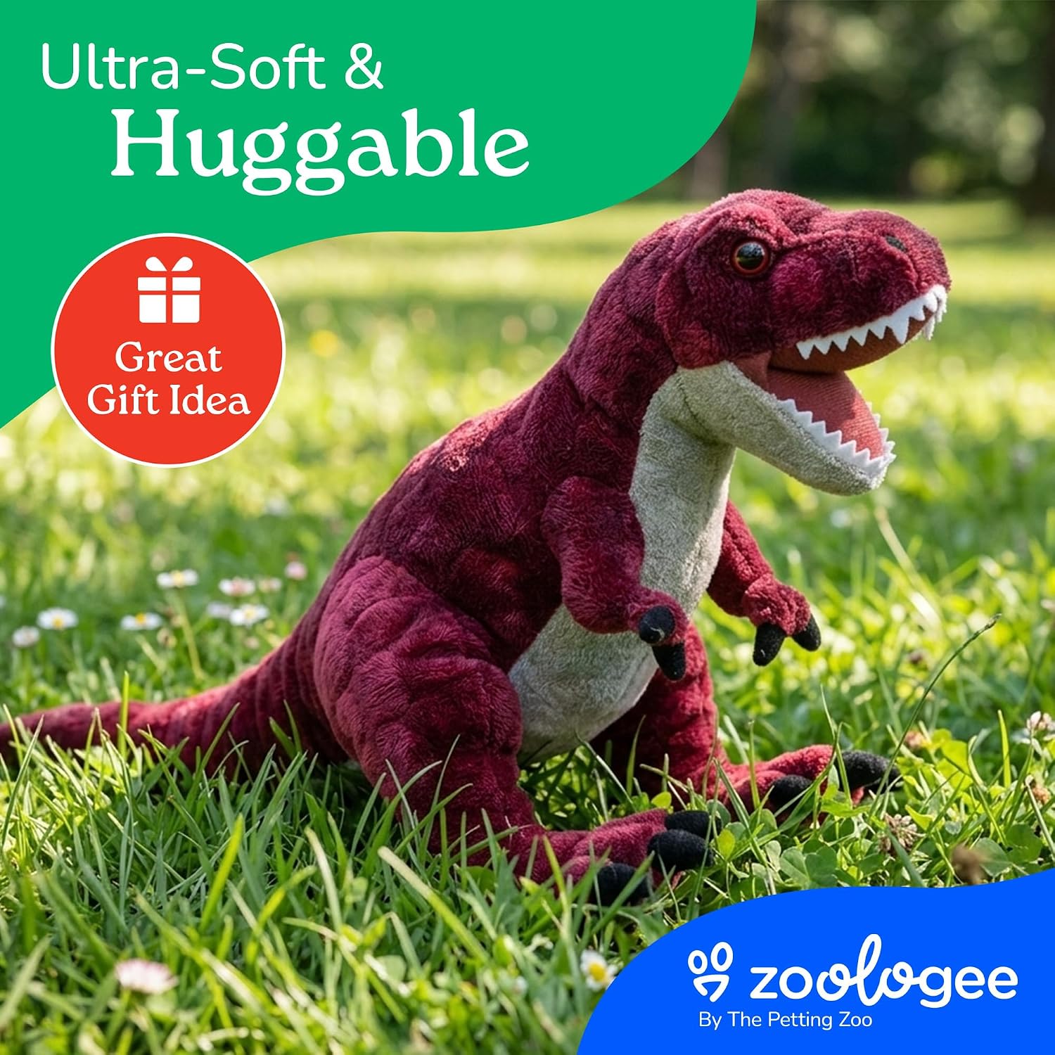 The Petting Zoo T-Rex Dinosaur Stuffed Animal Plushie, Gift for Kids, Dinosaur Animals, Red T-Rex Dinosaur Plush Toy 24 inches