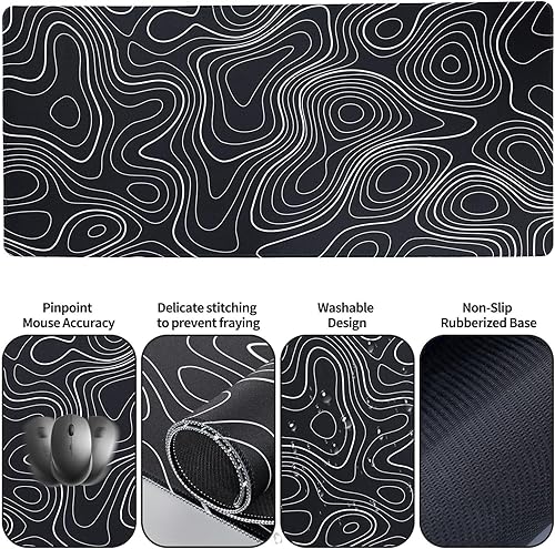 Miniatura 9 de Bloss Alfombrilla ergonómica para mouse y reposamuñecas para teclado (juego de 4 unidades), protector de alfombrilla de escritorio antideslizante