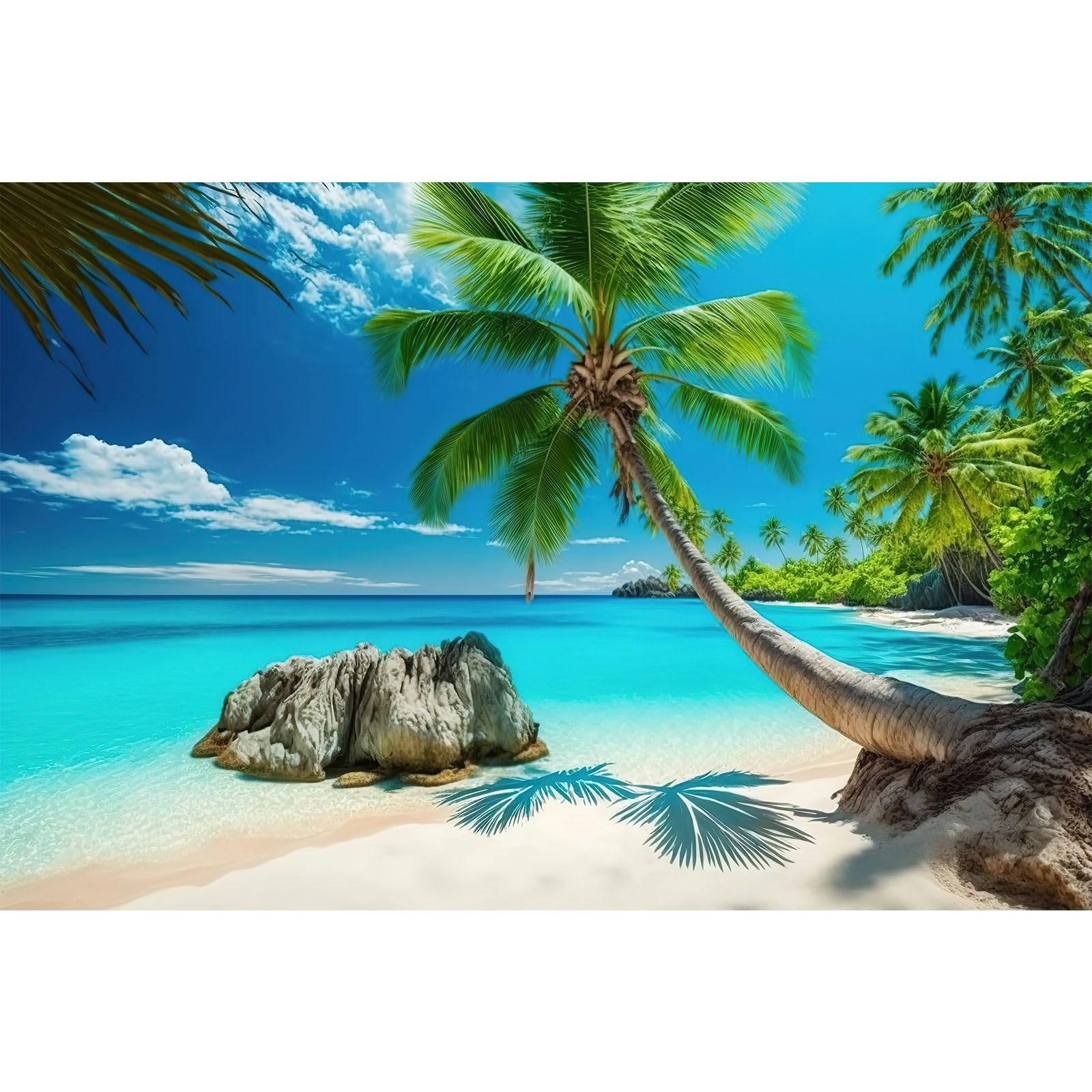 Ocean Beach Aquarium Background Tropical Beach Seascape Coconut Trees Terrarium Backgrounds Sunny Seabeach Coastal Landscape Fish Tank Background Blue