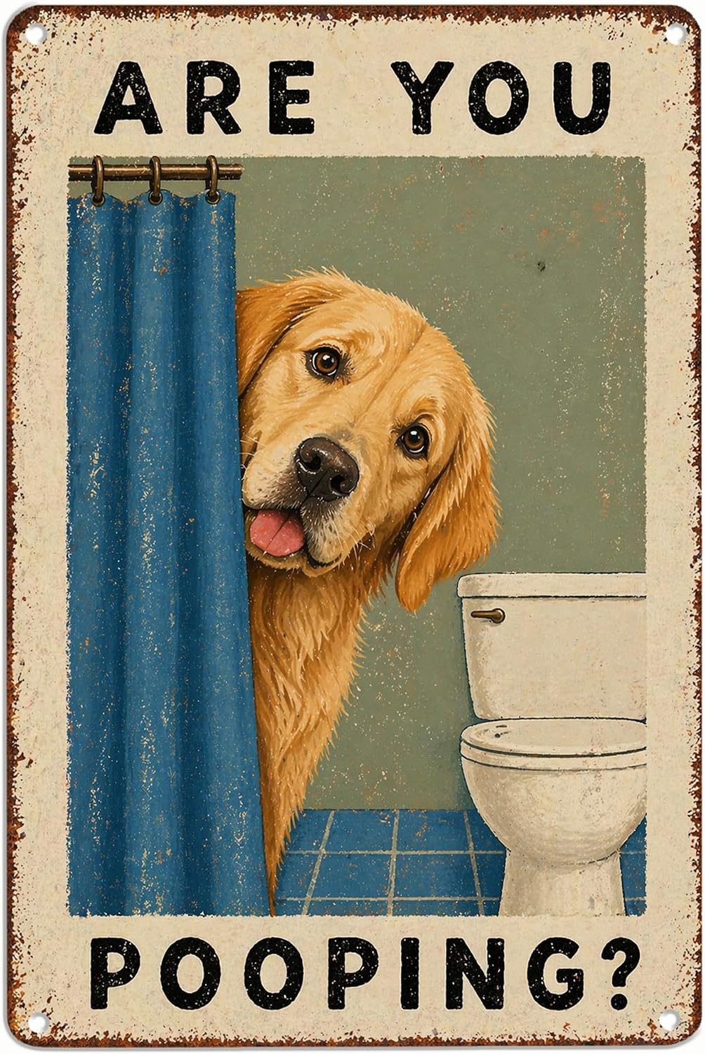 Are You Pooping Metal Sign, Funny Dog Bathroom Wall Decor, pet lover wall art Fun animal metal signs Animal Bathroom Metal Sign for Home Bathroom Restroom Toilet Washroom 8 x 12 Inch