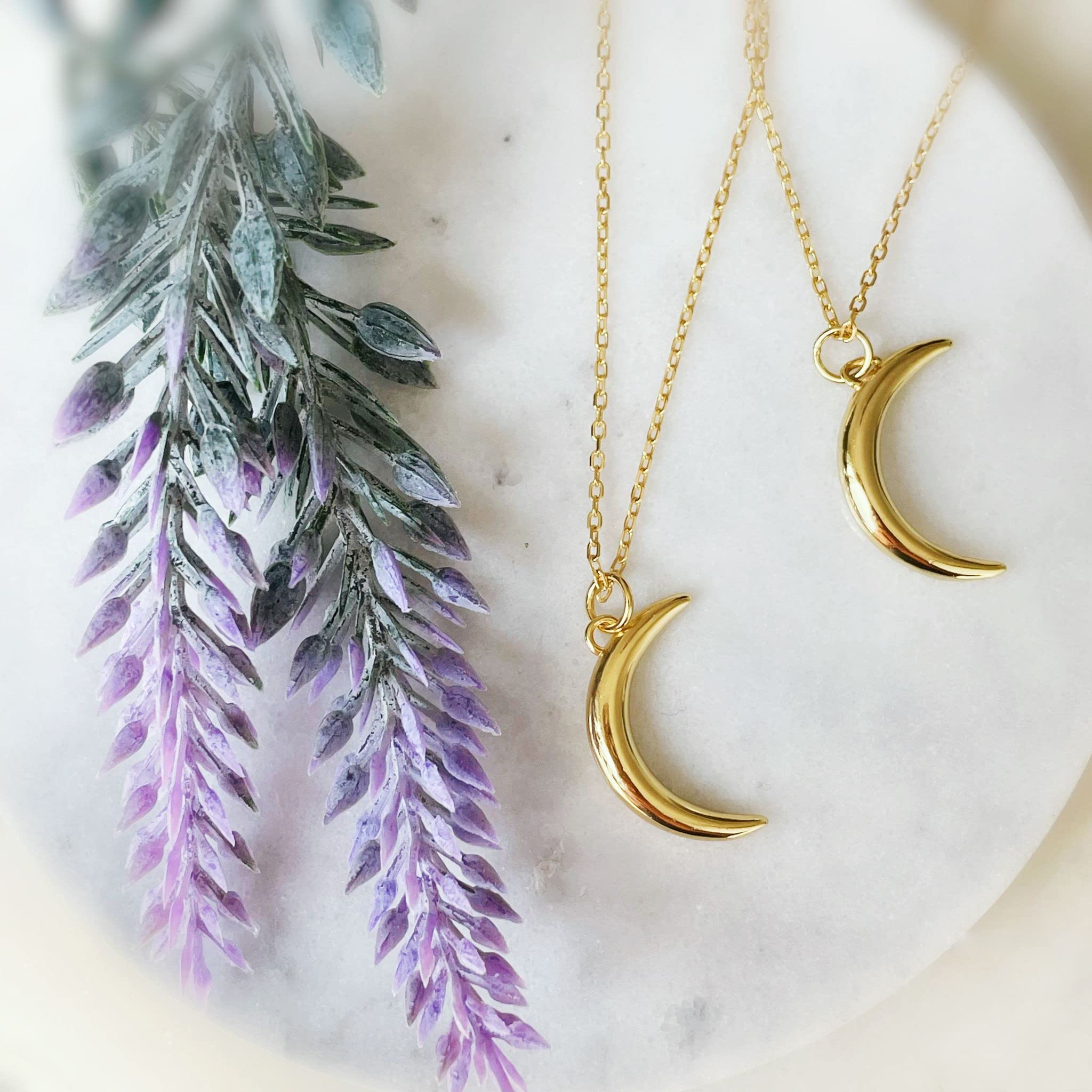 Collane Monili da Donna Monili di Moda 925 Sterling Sterling Silver Forme della Luna Collana Signore Elegante Collana di Moda Collana da Donna (Length : 45cm)