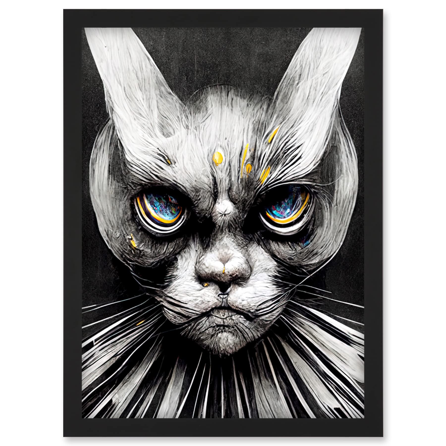 Doppelganger33 LTD The Sultan Of Cat Land Fantasy Gothic Cat Portrait Artwork Framed Wall Art Print A4