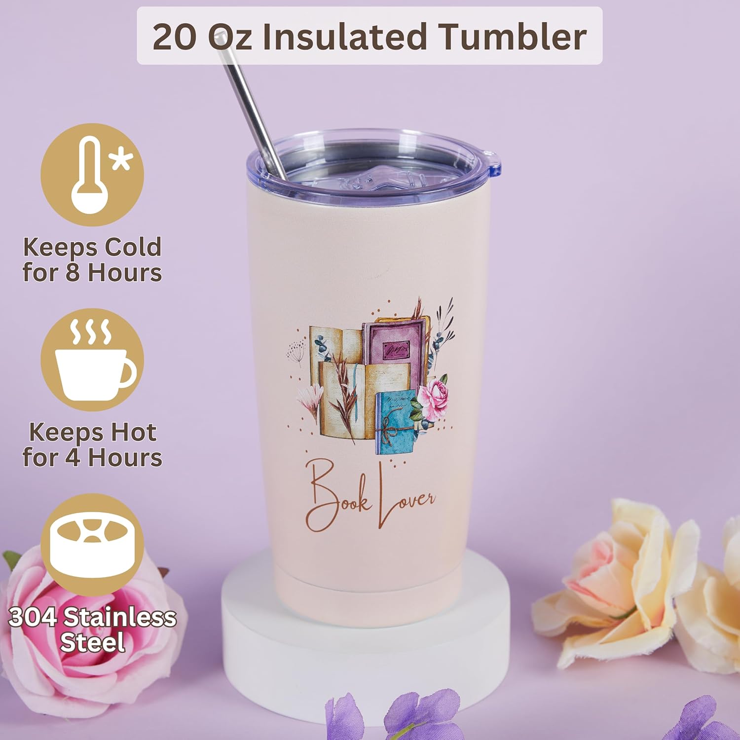 Luxury Book Lover Gifts for Women Readers - 8pc Bookish Gift with Premium Blanket & Shatterproof Steel Tumbler, Librarian Bookworm & Book Club Theme Birthday Present, Mother's Day Reading Gifts - Image 4