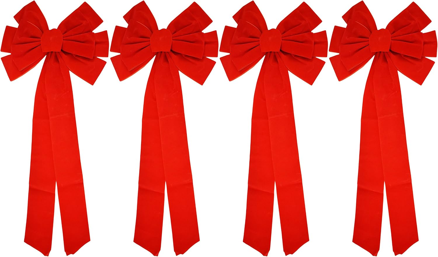 Black Duck Brand Set of 4 Christmas Red Velvet Bows 26" x11.5" 10-Loop Holiday/Christmas Bows!
